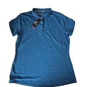 Under Armour Polo Shirt Womens Large Blue HeatGear Golf‎ Fitted Performance Tech